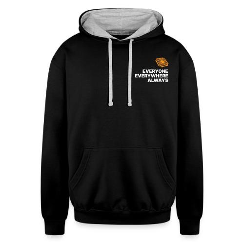 Everyone Everywhere - White Print - Unisex Contrast Hoodie